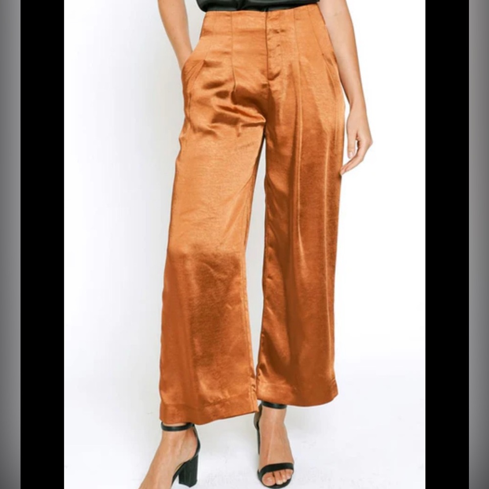 Altar'd State Satin Wide-Leg Pants - Copper - Size M